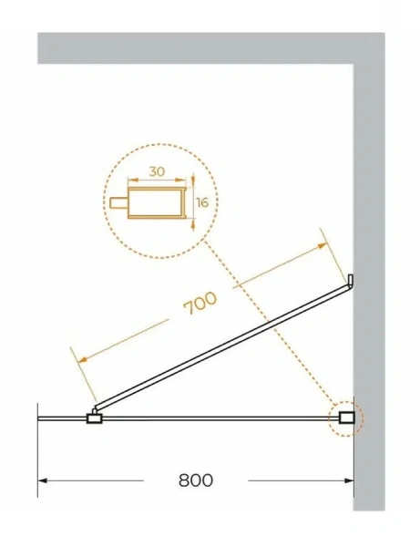 Душевая перегородка Cezares Liberta 80 см стекло бронза, профиль хром LIBERTA-L-1-TB-80-BR-Cr (детальная фотография), современные, hi-tech