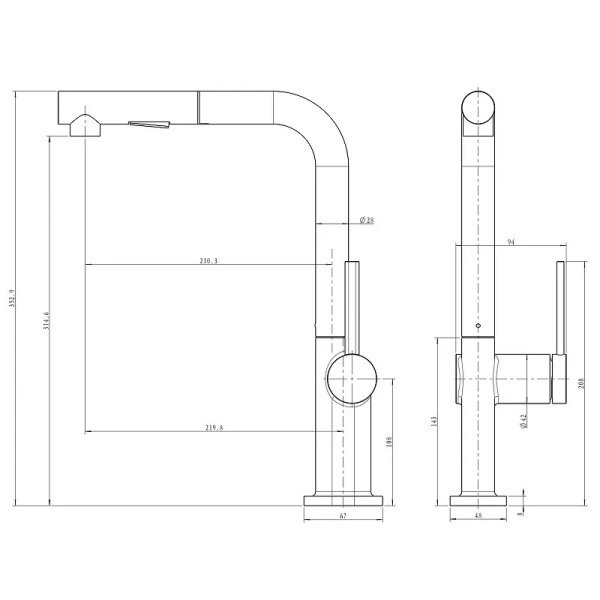 Смеситель для кухни Paulmark Neo антрацит Ne214419-401 (детальная фотография), для кухни