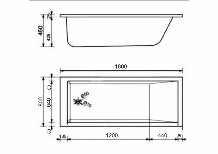Ванна из литьевого мрамора Radianse Лазурь-4 180 x 80 см, белый, Лазурь-4 R1800/800 (детальная фотография), искусственный камень