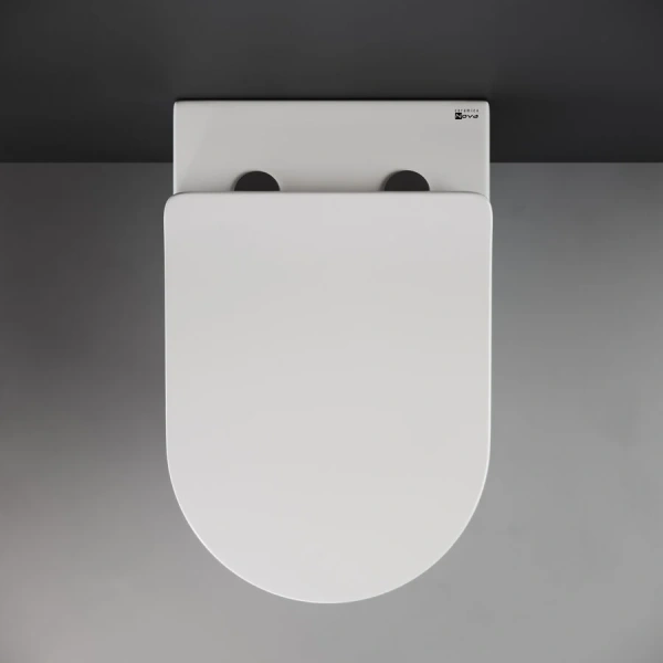 Унитаз напольный Ceramica Nova Highlight с микролифтом, безободковый CN1812 (детальная фотография), с горизонтальным, прямым выпуском, с прямым выпуском