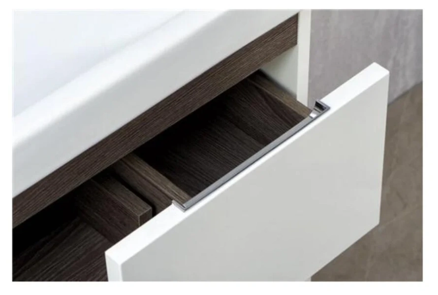 Тумба под раковину подвесная Акватон Рене 80 см белый глянцевый/грецкий орех 1A258601NRC80 (детальная фотография), современная, hi-tech