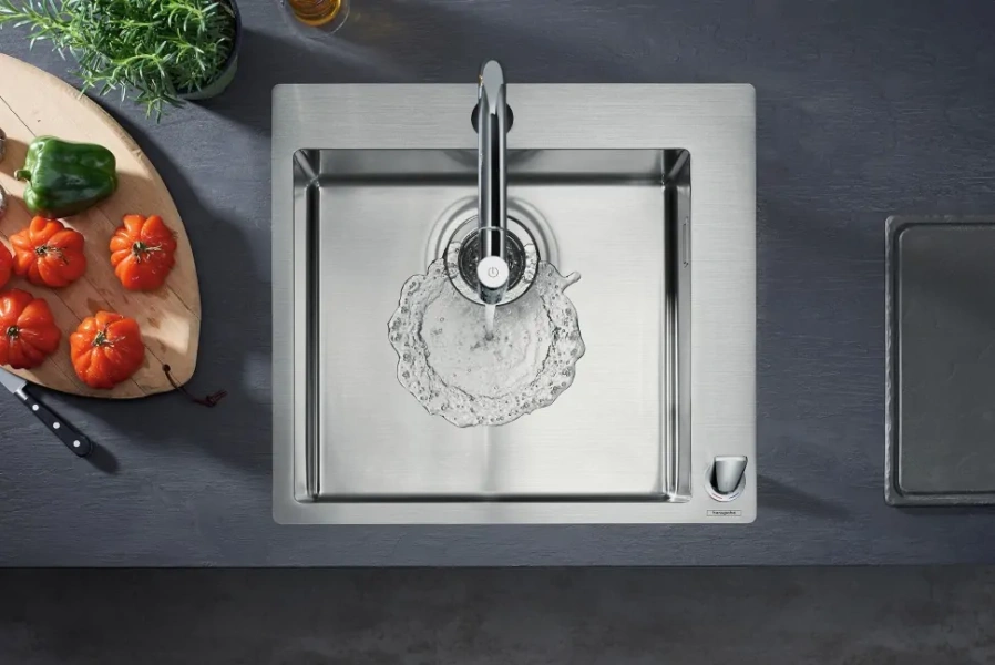 Мойка для кухни Hansgrohe C71-F450-06 55 см под сталь 43201800 (детальная фотография), из нержавеющей стали, стальные, металлические