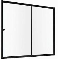 Душевая шторка на ванную профиль черный глянцевый стекло сатин Vegas-glass