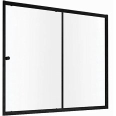 Душевая шторка на ванную профиль черный глянцевый стекло сатин Vegas-glass