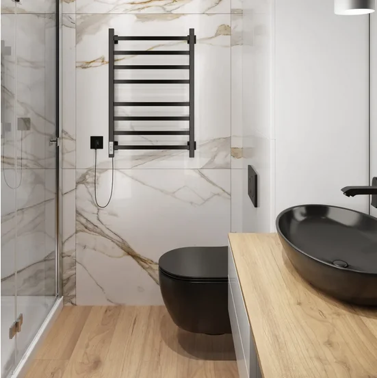 Полотенцесушитель электрический Ника Step 80х40 см черный матовый STEP-1 80/40 черн мат U (детальная фотография), черный