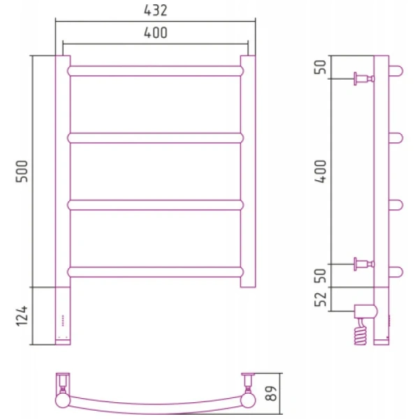 Полотенцесушитель электрический Сунержа Галант 3.0 40x50 см правый состаренная латунь 051-5801-5040 (детальная фотография), современные, hi-tech