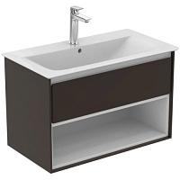 Тумба под раковину подвесная Ideal Standard Connect Air 80 см темно-коричневый матовый, белый матовый
