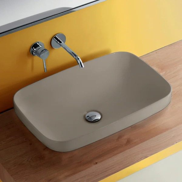 Раковина Kerasan Tribeca 60 см накладная, Nocciola 514381 (детальная фотография), современные, hi-tech