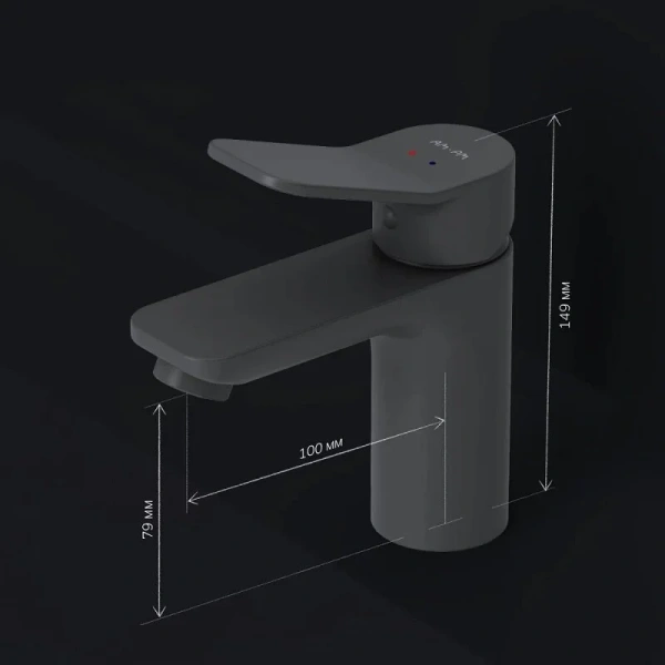 Смеситель для раковины Am.Pm X-Joy черный F85A02122 (детальная фотография), современные, hi-tech