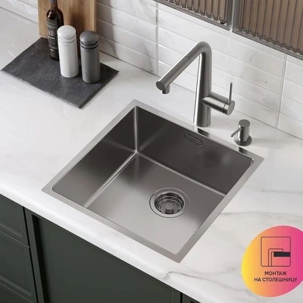 Мойка для кухни IDDIS Prime 44 см сатин PRI44S0i77 (детальная фотография), матовая нержавейка