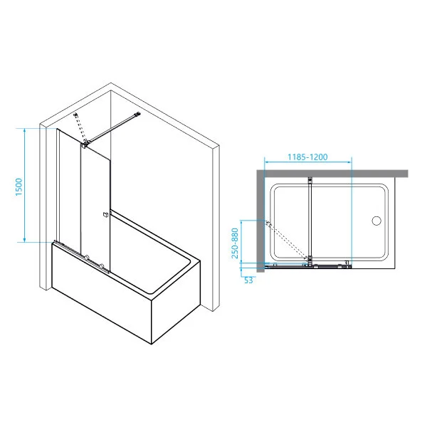 Шторка для ванны RGW Screens SC-46 120x150 см, профиль хром 06114612-11 (детальная фотография), 120 см