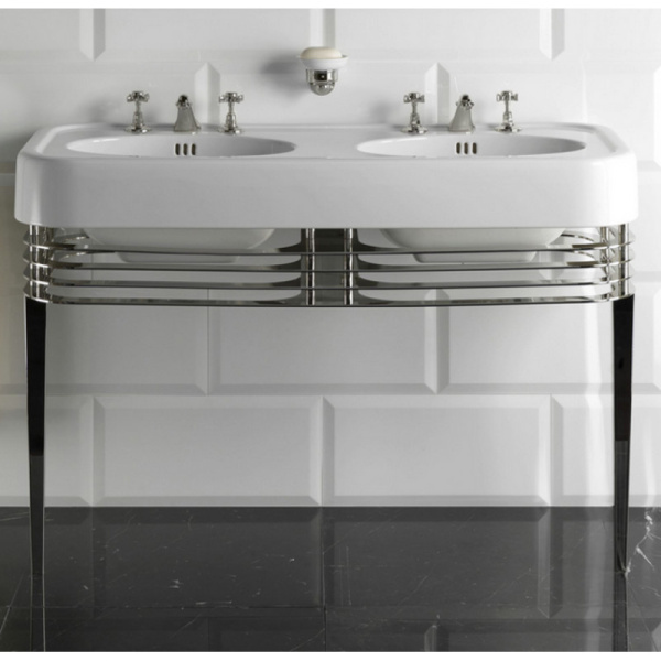 Раковина 125х57 см, смесители на 3 отверстия, Devon&Devon Blues DEWDBLUES(3)F (детальная фотография), двойные