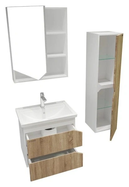 Зеркальный шкаф Grossman Инлайн 60 см белый 206002 (детальная фотография), современные, hi-tech