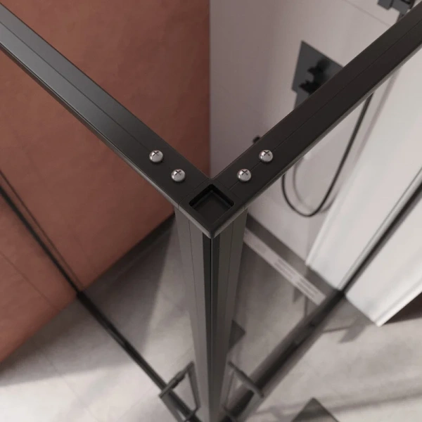 Душевой уголок Cezares Liner 90x90 см профиль черный LINER-A-2-90-C-NERO (детальная фотография), черные