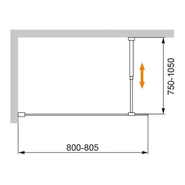 Шторка для ванны Cezares Liberta 80х155 см профиль черный LIBERTA-V-1-80/155-C-NERO (детальная фотография), 80 см
