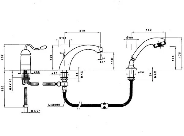 Смеситель для ванны, ручка 75 El Capitan, Nicolazzi Classica 3414 (детальная фотография), для ванны