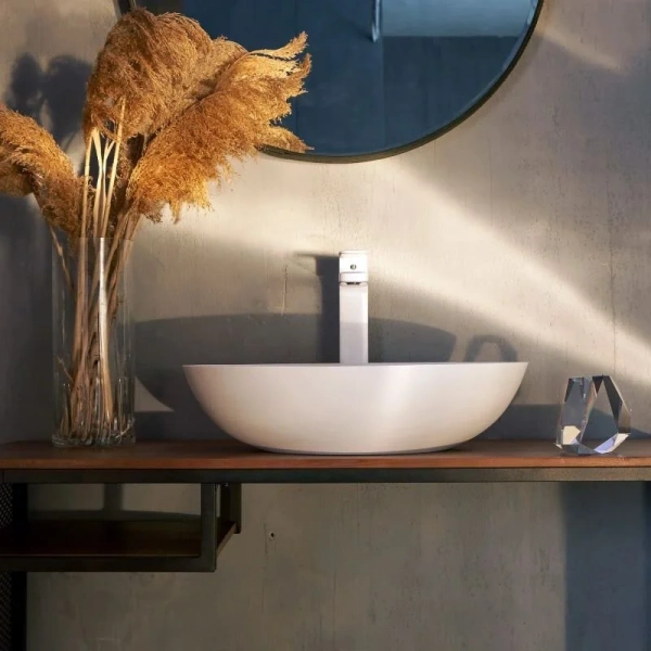 Раковина Montebianco Conca 48 см белая матовая 12093 (детальная фотография), из камня