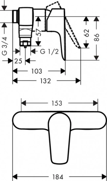 Смеситель для душа Hansgrohe Talis E 71761000 (детальная фотография), для душа