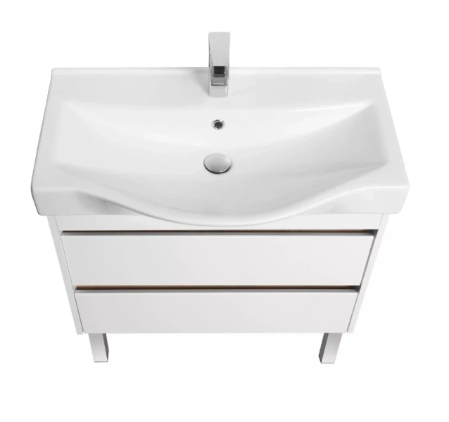 Тумба с раковиной Акватон Нортон 1A248901NT010 80 см с двумя выдвижными ящиками (детальная фотография), моноблок