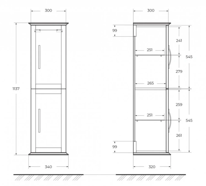 Шкаф-пенал подвесной Cezares Tiffany 34 см blu petrolio 54965 (детальная фотография), по запросу