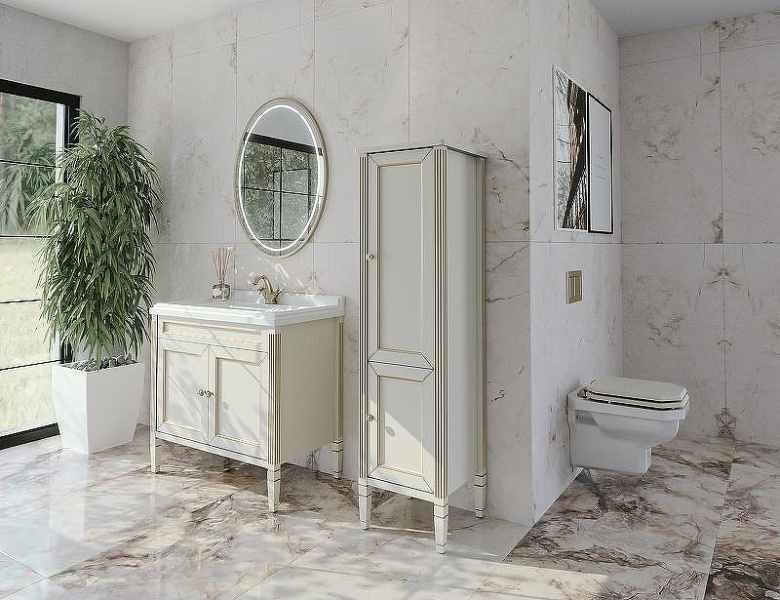 Шкаф-пенал напольный Caprigo Albion Promo 43 см Bianco Antico, правый 33350R-В002 (детальная фотография), в наличии