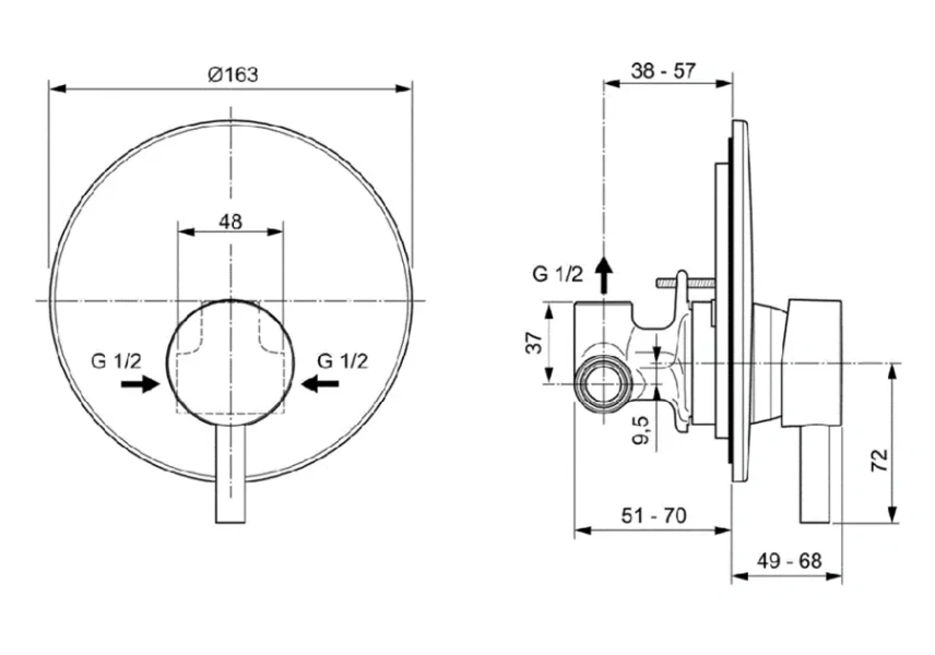 Смеситель для душа Ideal Standard Ceraline хром A6940AA (детальная фотография), для душа