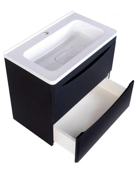 Тумба под раковину подвесная Style Line Бергамо 60 см черная СС-00002318 (детальная фотография), черная