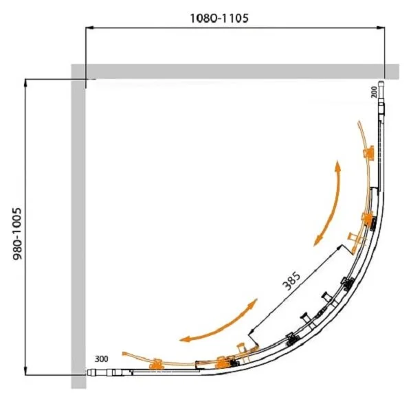 Душевой уголок Cezares Molveno 110х100 см стекло прозрачное MOLVENO-RH-22-110/100-C-Cr-IV (детальная фотография), асимметричные