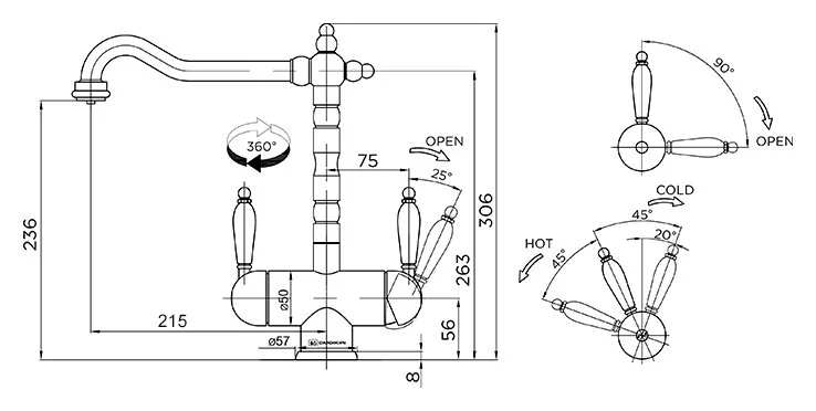 Смеситель для кухни Omoikiri Amagasaki-G золото 4994019 (детальная фотография), для кухни
