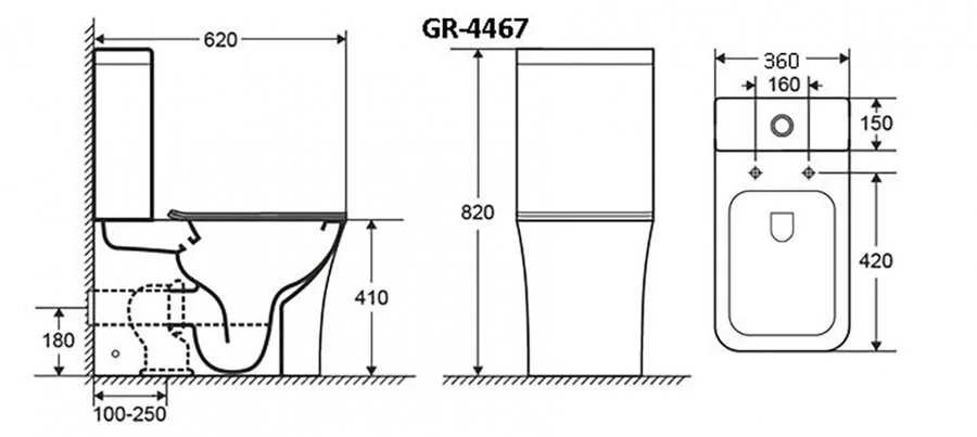 Унитаз компакт Grossman Classic безободковый GR-4467S (детальная фотография), современные, hi-tech