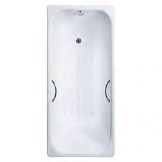 Ванна чугунная Delice Aurora 170х70 см с антискользящим покрытием, с отверстиями под ручки