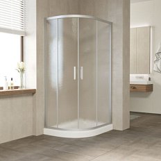 Душевой уголок профиль матовый хром стекло шиншилла Vegas-glass