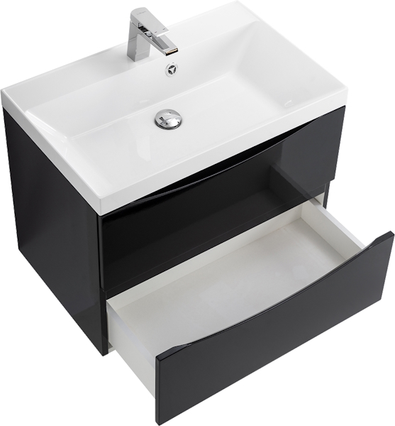 Тумба под раковину подвесная BelBagno Marino 70 см nero lucido MARINO-700-2C-SO-NL-P (детальная фотография), подвесная, пристенная