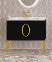 Тумба без раковины с 2 ножками, черная 85см. Фурнитура ЗОЛОТО La Beaute KANTAL