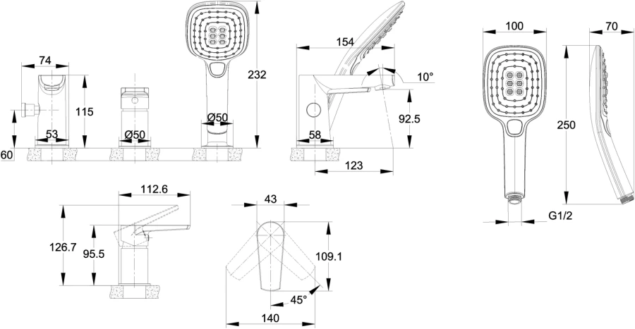 Смеситель для ванны Cersanit Moduo хром 64100 (детальная фотография) index_1