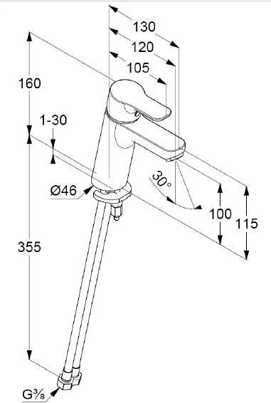 Смеситель для раковины Kludi Pure&Easy 37292 латунь (детальная фотография), для раковины