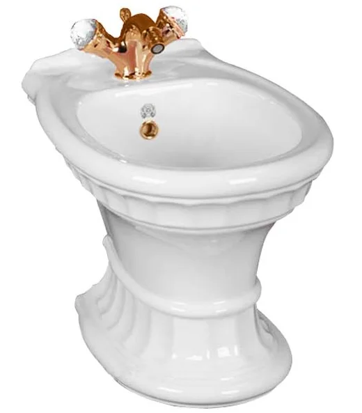 Биде напольное Migliore Gianeta белое с декором 20918 (детальная фотография)