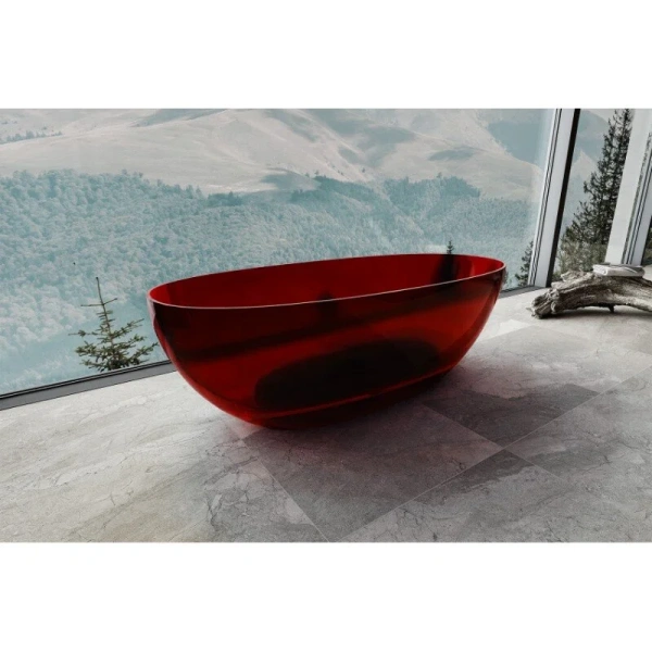 Ванна из полиэфирной смолы Abber Kristall 170x75 см красная AT9703Rubin (детальная фотография), овальные