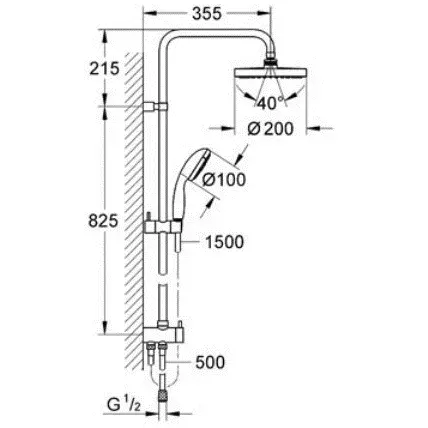 Душевой комплект Grohe Eurosmart 124410 (детальная фотография), душевые комплекты, наборы
