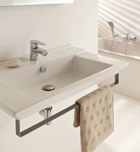 Раковина Jacob Delafon Struktura 80 см белая, с отверстием для смесителя EXH112-00 (детальная фотография), прямоугольной формы