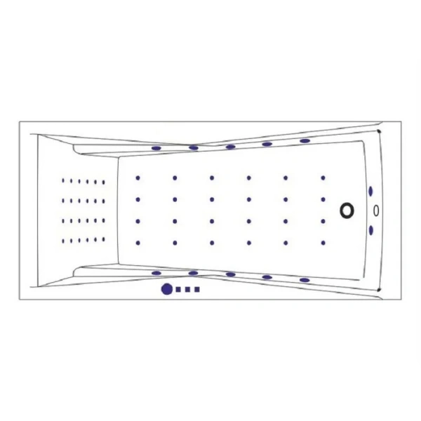 Ванна гидромассажная Whitecross Palace 0104.170075.100.NANO.GL, 170 x 75 см, форсунки золото (детальная фотография), современныe, hi-tech