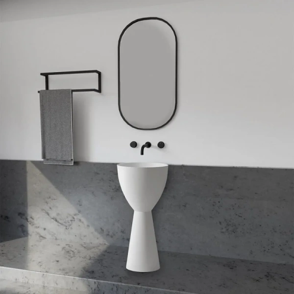 Раковина напольная Abber Stein круглая AS2508 (детальная фотография), белые