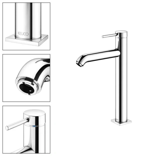 Смеситель для раковины Keuco IXMO 59510 латунь (детальная фотография), высокие, округлая форма