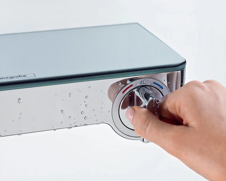 Смеситель для ванны Hansgrohe Ecostat Select Push белый/хром 13151400 (детальная фотография), хром, белые, комбинированные