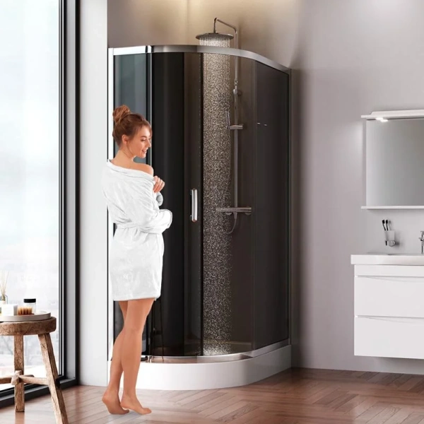 Душевой уголок Am.Pm Like 120x80 см стекло тонированное, профиль глянцевый хром W83UG-302U120CG (детальная фотография), хром