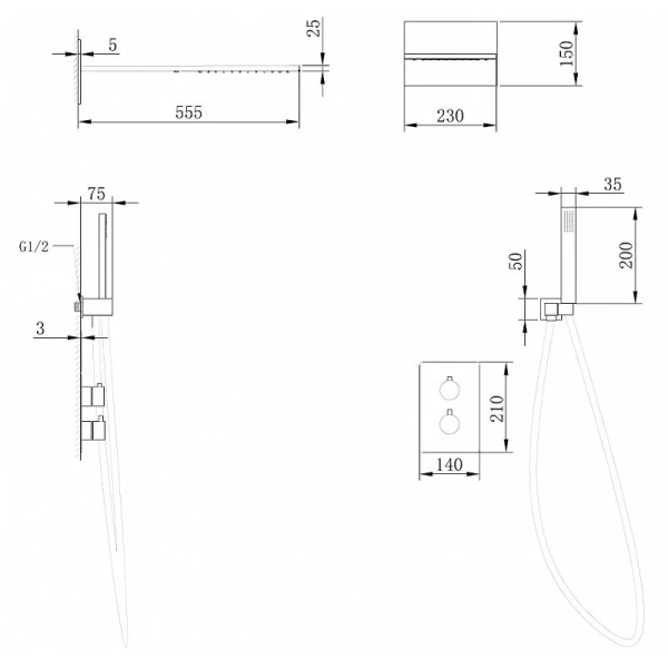 Душевой комплект Abber Wasser Kreis хром AF8052 (детальная фотография), душевые комплекты, наборы
