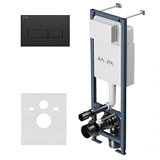 Инсталляция для унитаза Am.Pm ErgoFit клавиша черная матовая, кнопки прямоугольные