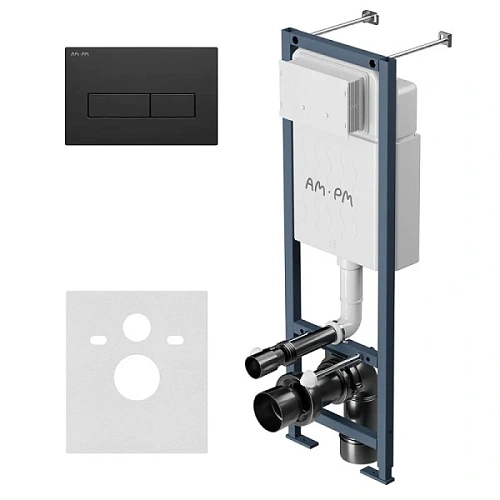 Инсталляция для унитаза Am.Pm ErgoFit клавиша черная матовая, кнопки прямоугольные - фото 4