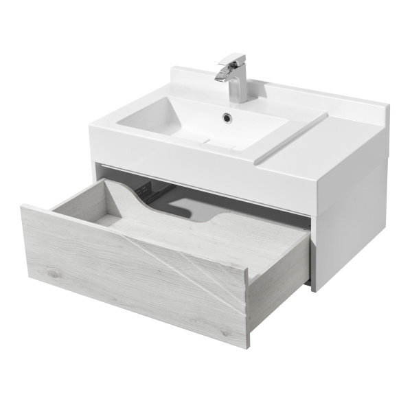 Тумба под раковину подвесная Акватон Сакура 80 см ольха наварра/белый глянец 1A236401SKW80 (детальная фотография), современная, hi-tech