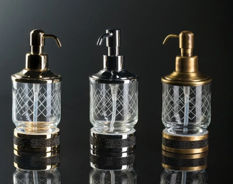 Дозатор для мыла Boheme Royal Cristal золото, прозрачные кристаллы 10929-G (детальная фотография), золото